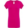 T-shirt femme col V manches courtes coupe cintrée en coton, 140 g/m²