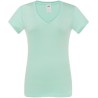 T-shirt femme col V manches courtes coupe cintrée en coton, 140 g/m²
