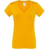 T-shirt femme col V manches courtes coupe cintrée en coton, 140 g/m²