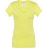 T-shirt femme col V manches courtes coupe cintrée en coton, 140 g/m²