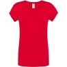 T-shirt femme col V manches courtes coupe cintrée en coton, 140 g/m²