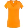 T-shirt femme col V manches courtes coupe cintrée en coton, 140 g/m²