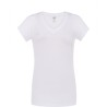 T-shirt femme col V manches courtes coupe cintrée en coton, 140 g/m²