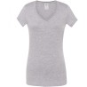 T-shirt femme col V manches courtes coupe cintrée en coton, 140 g/m²