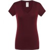 T-shirt femme col V manches courtes coupe cintrée en coton, 140 g/m²