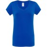 T-shirt femme col V manches courtes coupe cintrée en coton, 140 g/m²