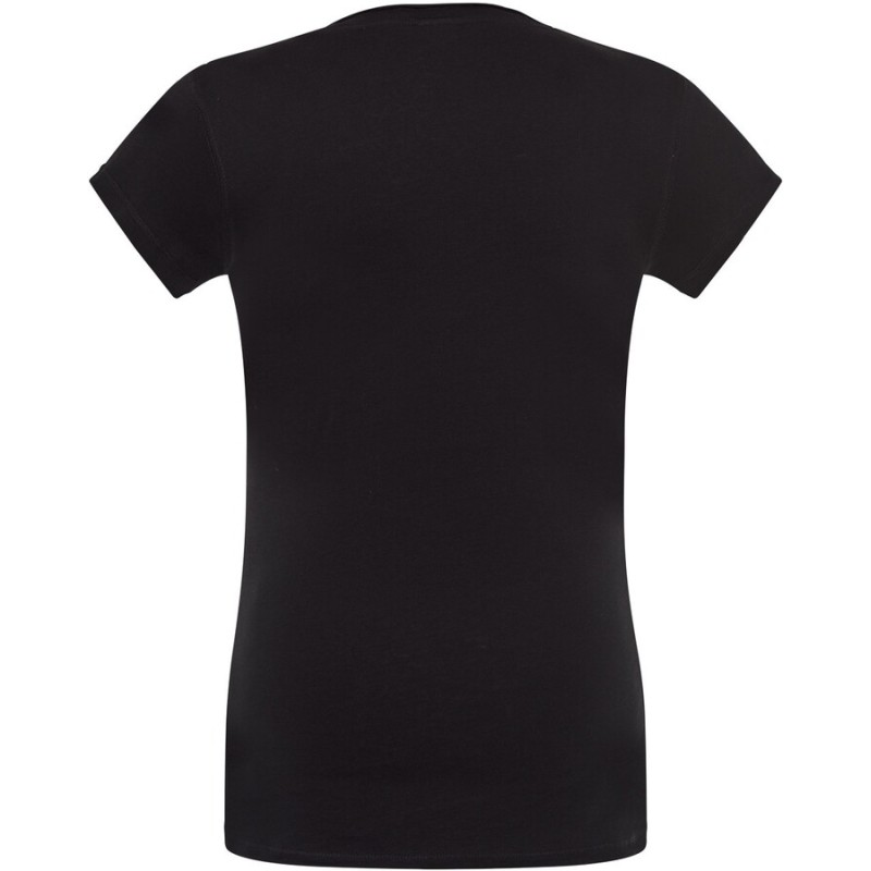 T-shirt femme col V manches courtes coupe cintrée en coton, 140 g/m²