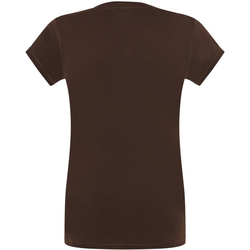 T-shirt femme col V manches courtes coupe cintrée en coton, 140 g/m²