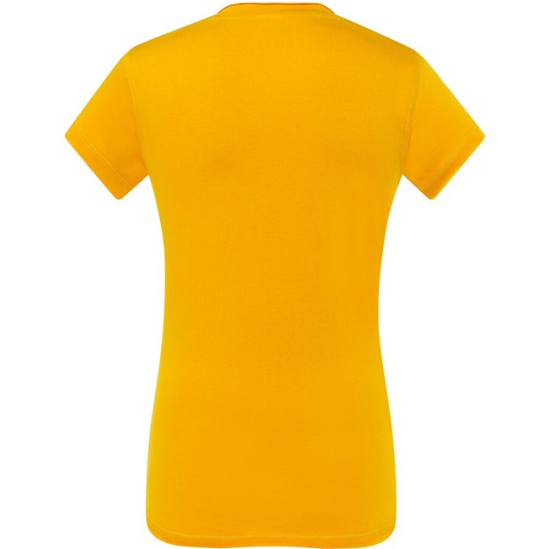 T-shirt femme col V manches courtes coupe cintrée en coton, 140 g/m²
