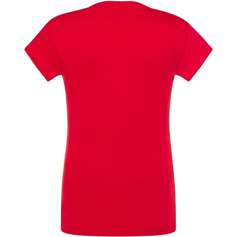 T-shirt femme col V manches courtes coupe cintrée en coton, 140 g/m²
