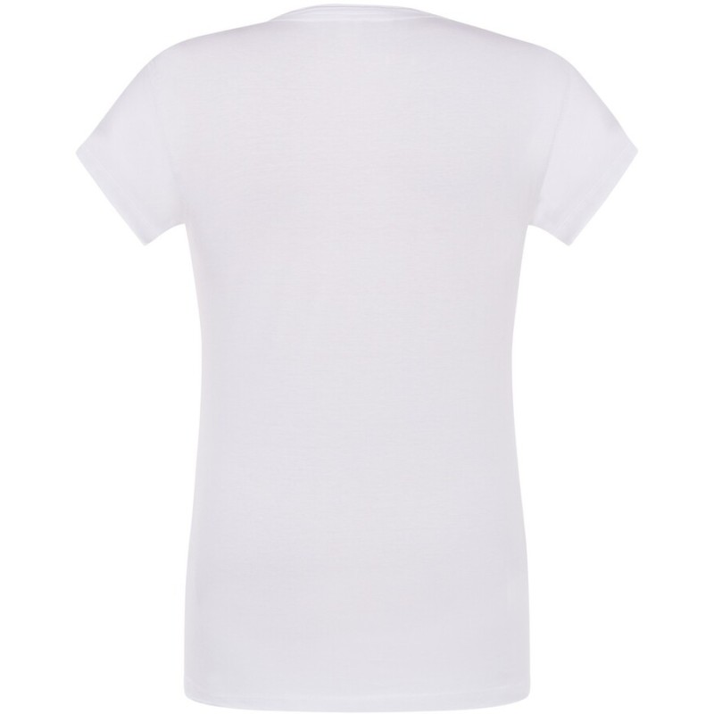 T-shirt femme col V manches courtes coupe cintrée en coton, 140 g/m²