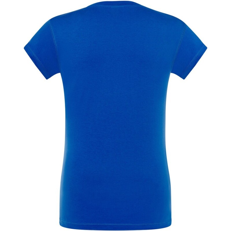 T-shirt femme col V manches courtes coupe cintrée en coton, 140 g/m²