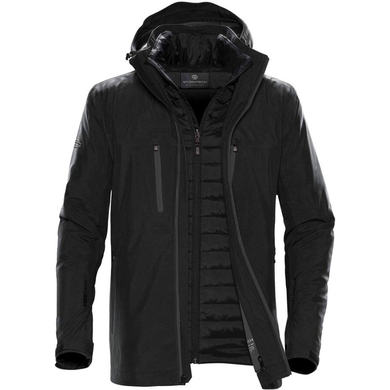 Parka homme 3 en 1 à capuche détachable entièrement étanche