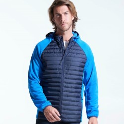 Veste doudoune et softshell manches raglan à capuche, 290 g/m²