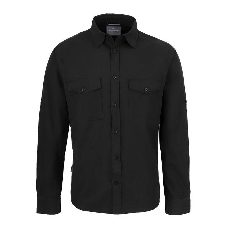 Chemise homme manches longues en polyester recyclé, tissu résistant aux piqûres d'insectes