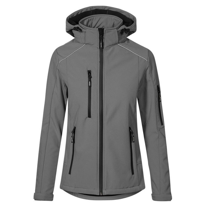 Veste softshell femme 3 couches capuche amovible NO LABEL, 310 g/m²