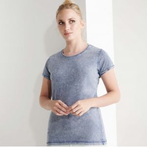 T-shirt femme manches courtes effet jeans en coton, 160 g/m²