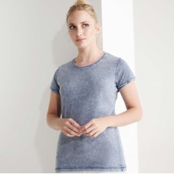 T-shirt femme manches courtes effet jeans en coton, 160 g/m²