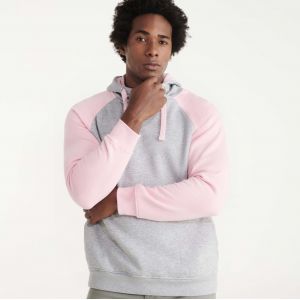 Sweat-shirt bicolore, capuche avec col croisé, manches raglan, 280 g/m²