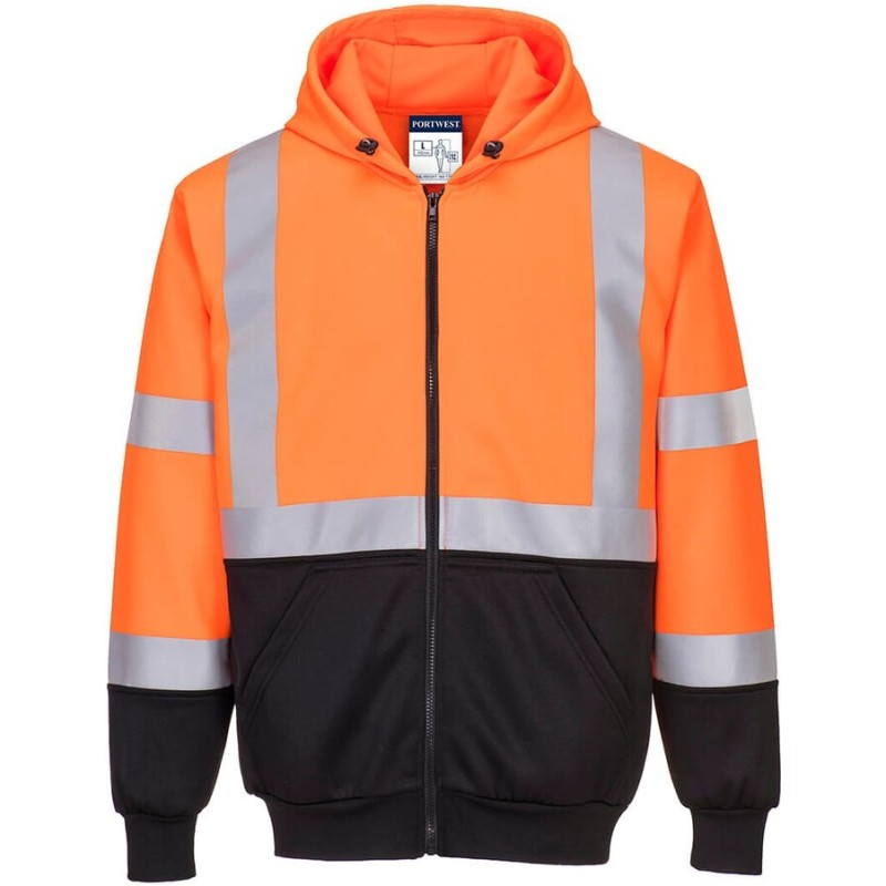 Sweat Hi-Vis bicolore zippé à capuche