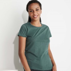 T-shirt femme manches courtes en polycoton chiné, 150 g/m²