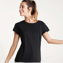 T-shirt femme manches courtes col rond en coton, 165 g/m²