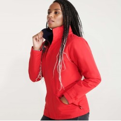 Parka femme col montant avec zip caché ton sur ton, 400 g/m²