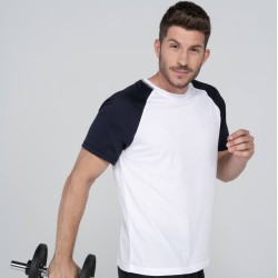 Tee-shirt baseball de sport, manches raglan contrastées,  130 g/m²