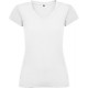 T-shirt coton en manches courtes pour femme avec col V et achevé en côte 1x1, 155 g/m²