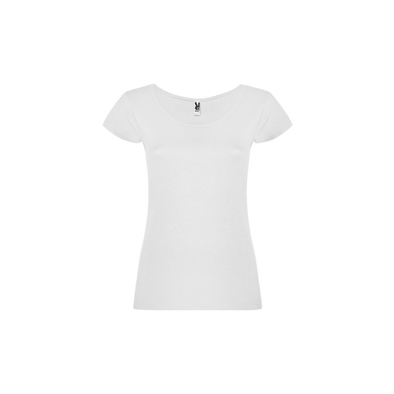 T-shirt femme coton manches courtes avec col rond prononcé, 155 g/m²