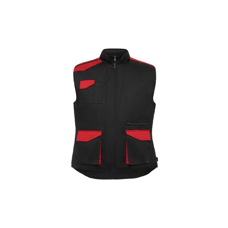 Gilet de travail bicolore multi-poches avec col montant