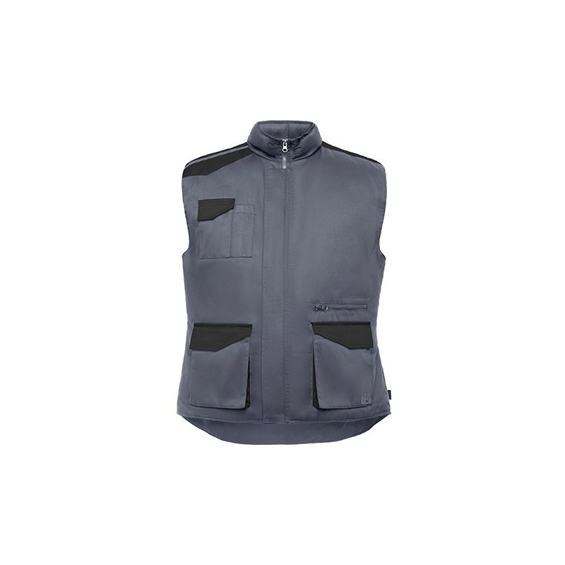 Gilet de travail bicolore multi-poches avec col montant