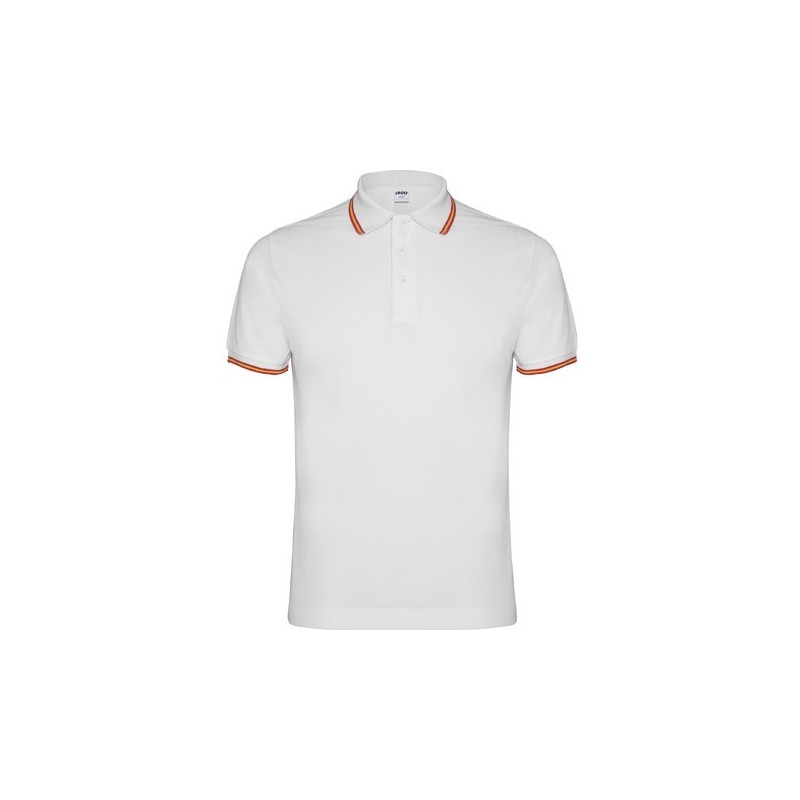 Polo manches courtes en polycoton avec détail drapeau brodé dans le dos, 190 g/m²
