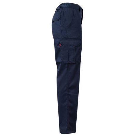 Pantalon stretch multipoches, coutures contrastées, 240 g/m²