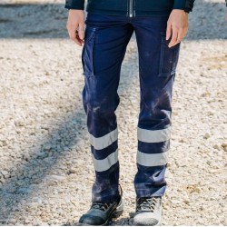 Pantalon stretch multipoches à bandes réfléchissantes,  240 g/m²