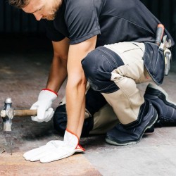 Pantalon bicolore en coton canvas stretch, renfort tissu oxford, 240 g/m²