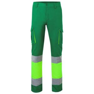 Pantalon en coton bicolore haute visibilité avec bandes réfléchissantes, 240 g/m²