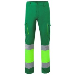 Pantalon en coton bicolore haute visibilité avec bandes réfléchissantes, 240 g/m²