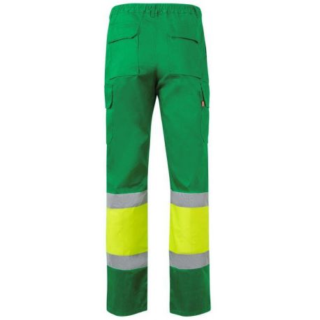Pantalon bicolore haute visibilité, 2 bandes réfléchissantes aux jambes, 190 g/m²