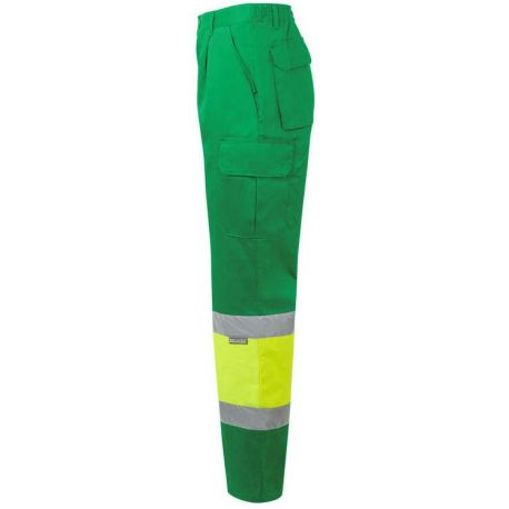 Pantalon bicolore haute visibilité, 2 bandes réfléchissantes aux jambes, 190 g/m²