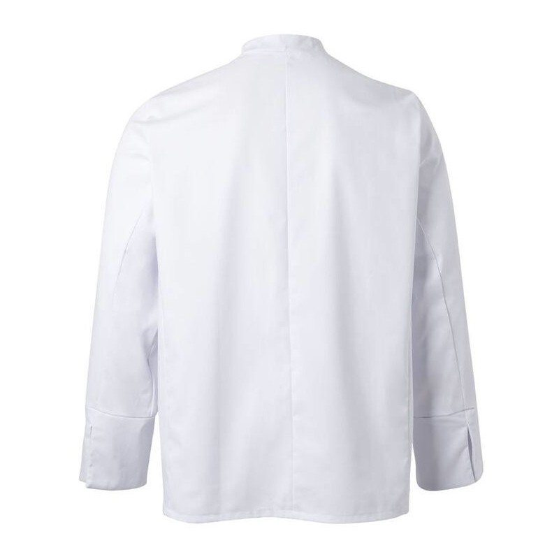 Veste de cuisine col mao stretch fermée par boutons pression cachés, 210 g/m²