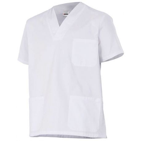 Tunique personnel médical col V manches courtes en coton, 190 g/m²