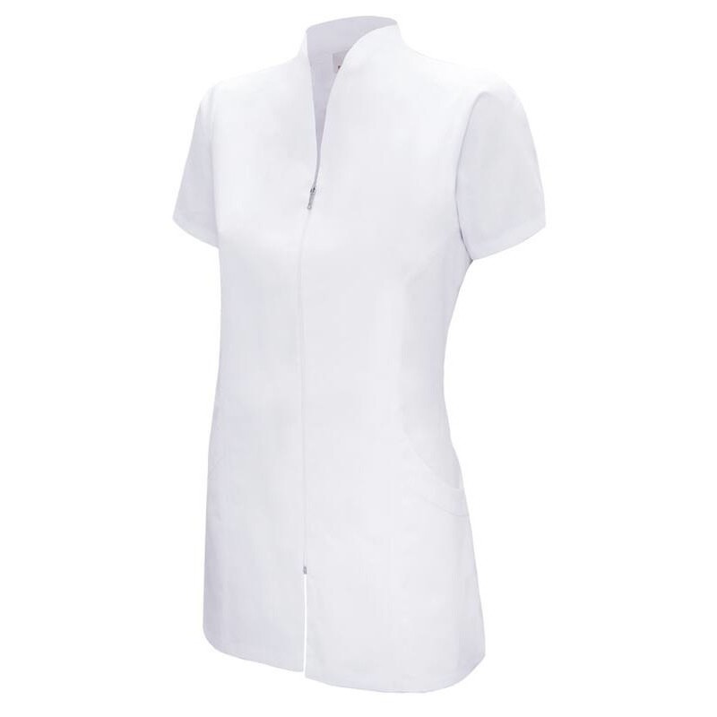 Tunique médicale zippée col cheminée pour femme, coupe cintrée, 190 g/m²