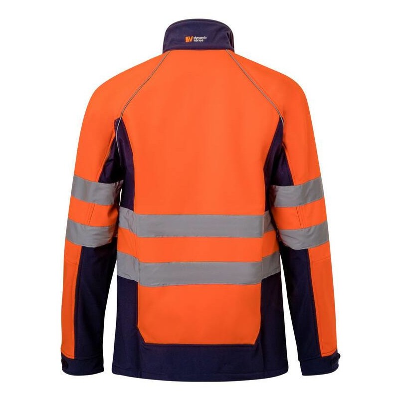 Blouson softshell bicolore haute visibilité, bandes et poignets réfléchissants, 320 g/m²