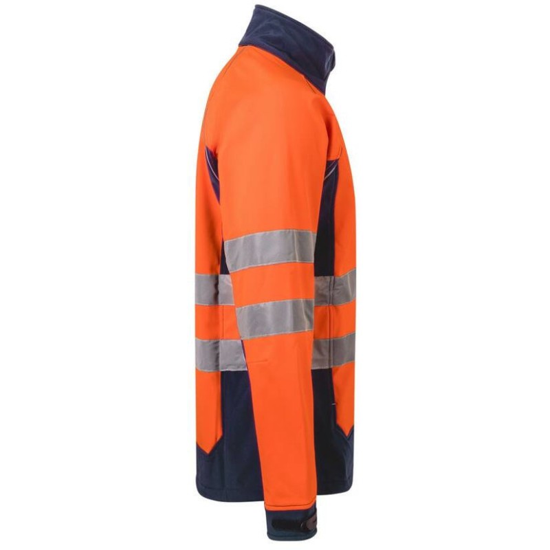 Blouson softshell bicolore haute visibilité, bandes et poignets réfléchissants, 320 g/m²