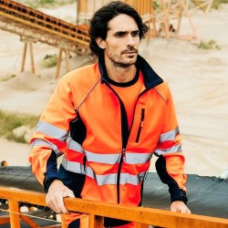 Blouson softshell bicolore haute visibilité, bandes et poignets réfléchissants, 320 g/m²