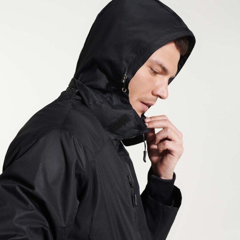 Parka en tissu ripstop résistant et imperméable avec capuche amovible, 300 g/m²