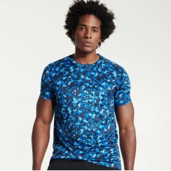 T-shirt de sport en manches courtes avec motifs pixellisés, 140 g/m²