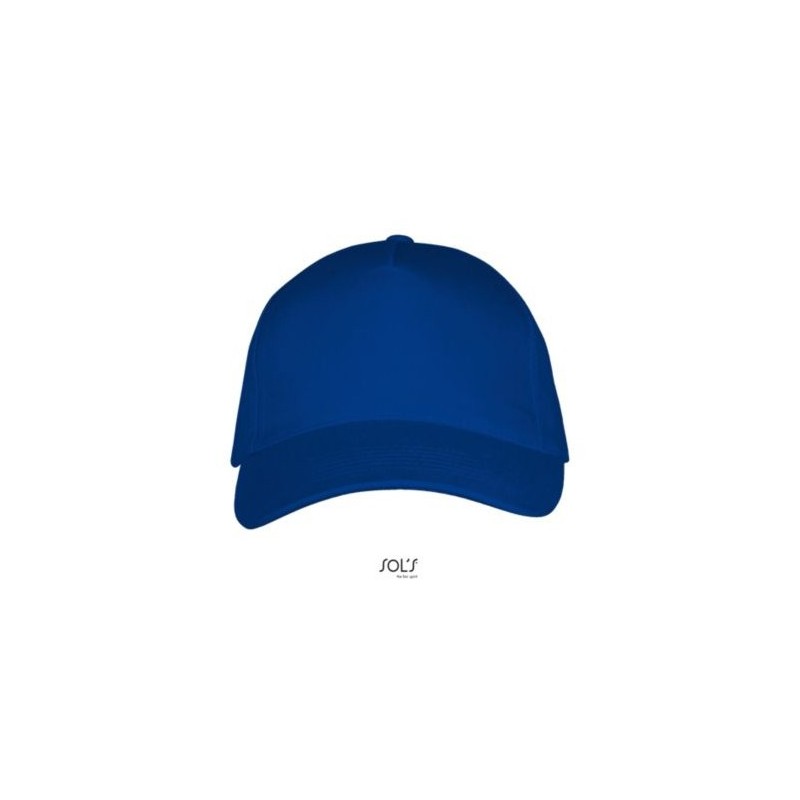 Casquette 5 panneaux en coton épais réglable par boucle métallique, 260 g/m²