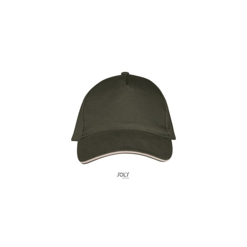 Casquette 5 panneaux en coton épais réglable par boucle métallique, 260 g/m²